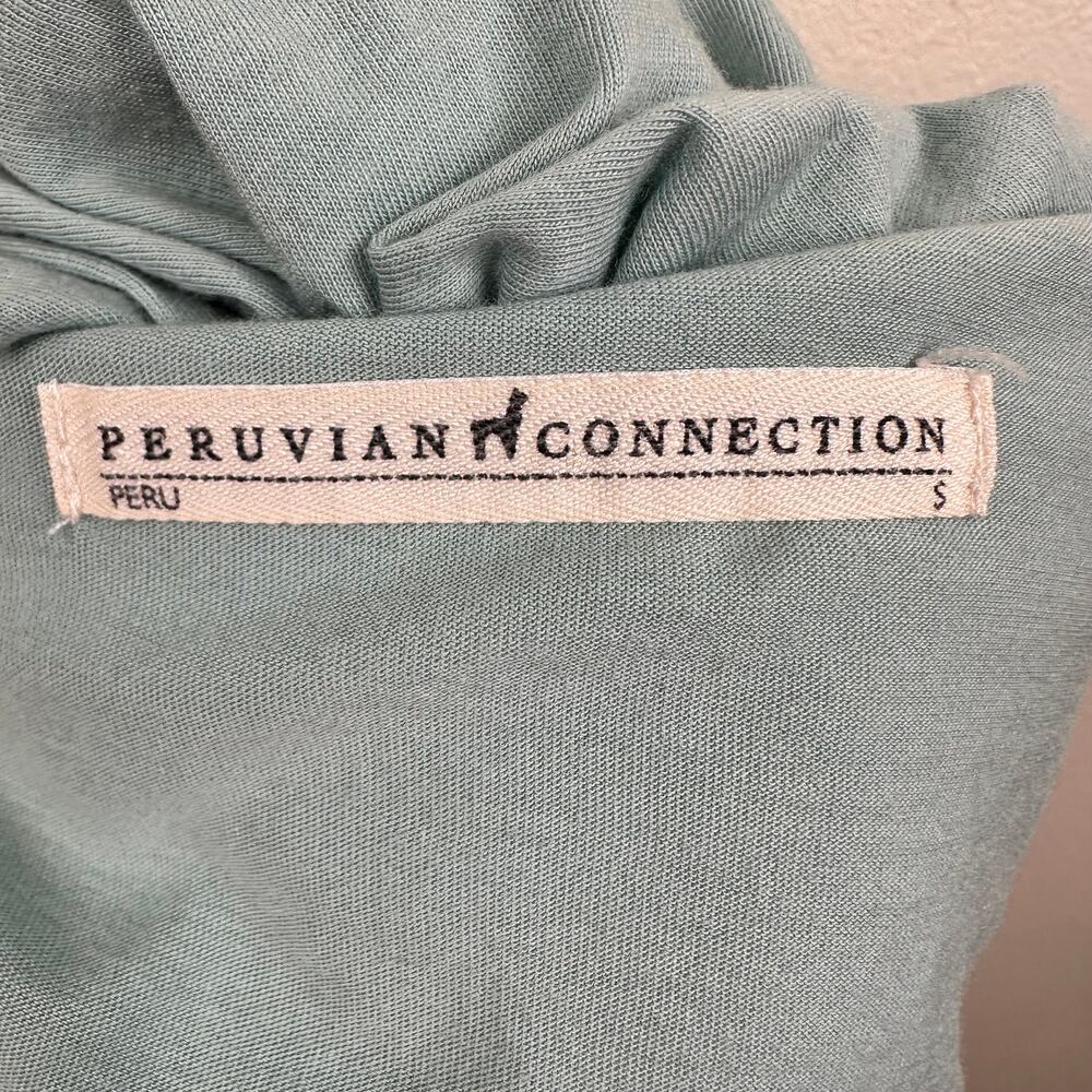 Peruvian Connection Tunic Top Blouse Knit Faux Wrap Sleeveless Cotton S Green - Picture 8 of 10